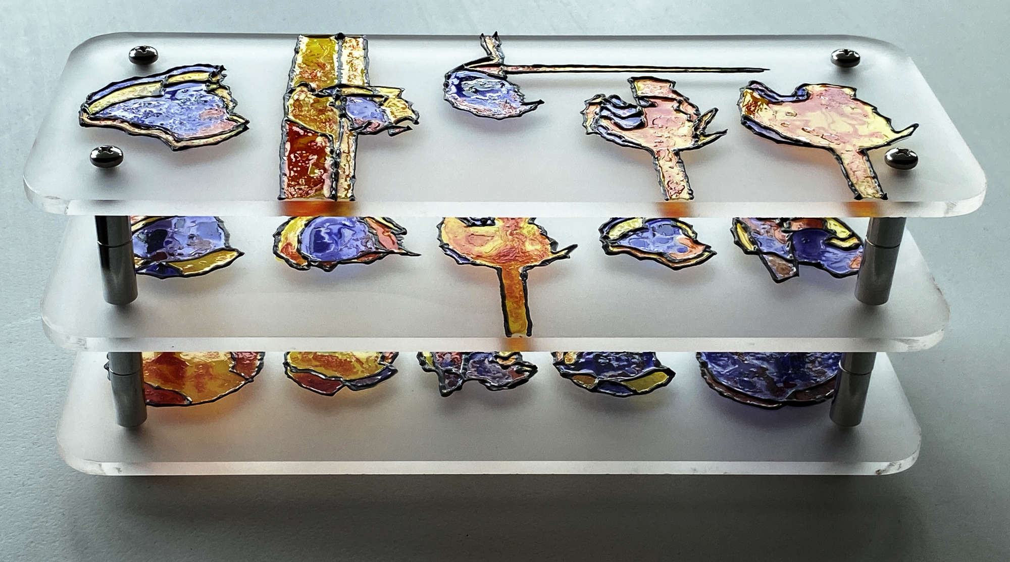 Evolution: 3D drawing on Perspex with stainless steel, 270mm x 110mm x 120mm