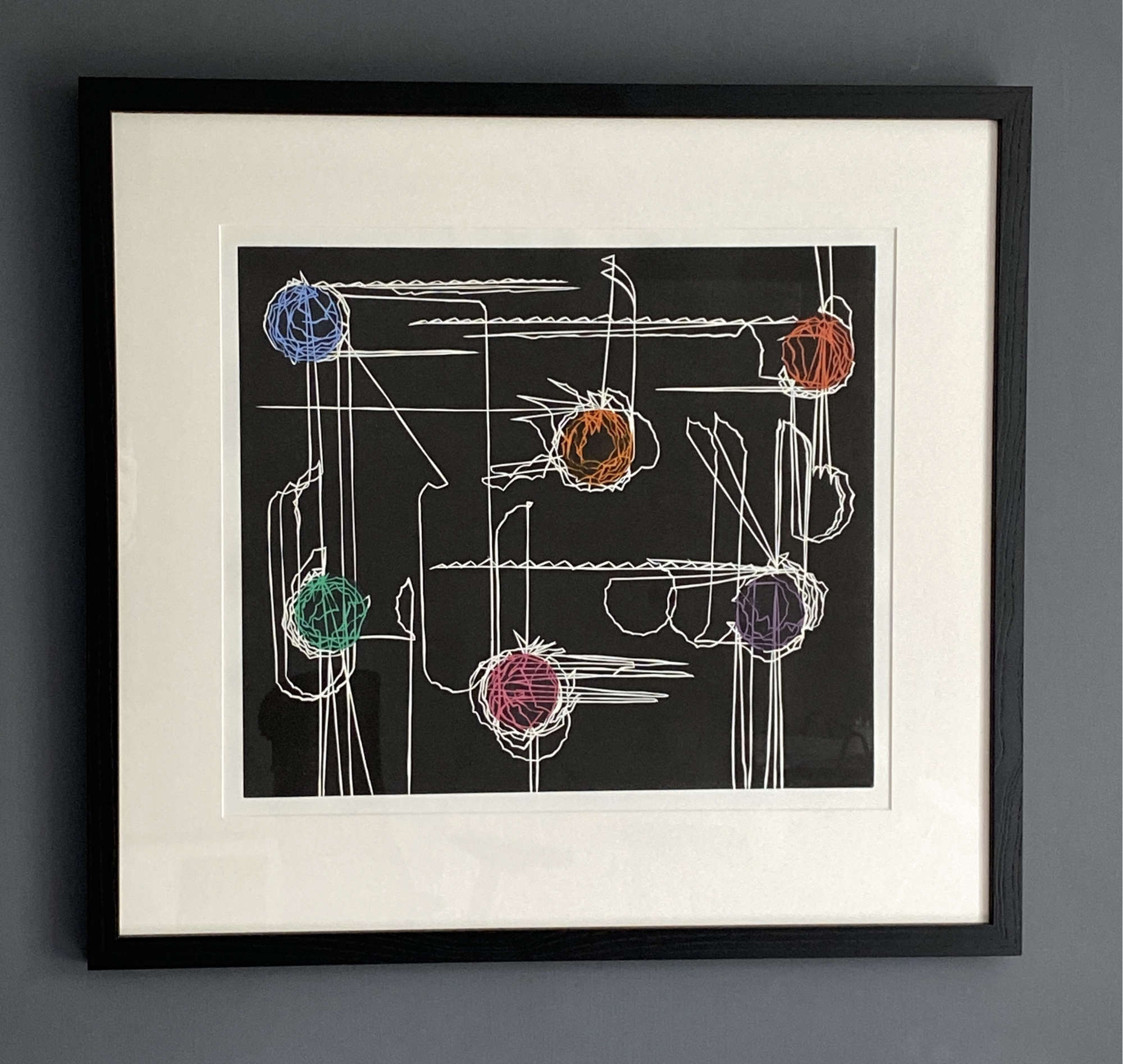 Mutations: linoprint on paper with chine collé, 21″ x 17″